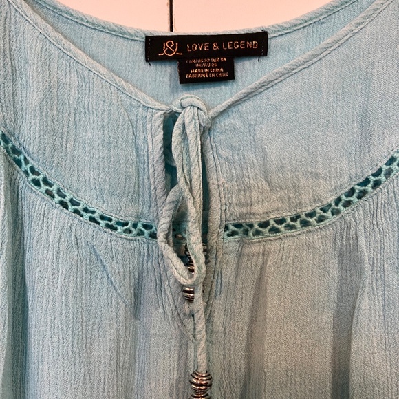 💲⬇️ Love & Legend Aqua Blue Boho Tunic - Picture 2 of 6